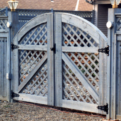 custom build white cedar lattice gate